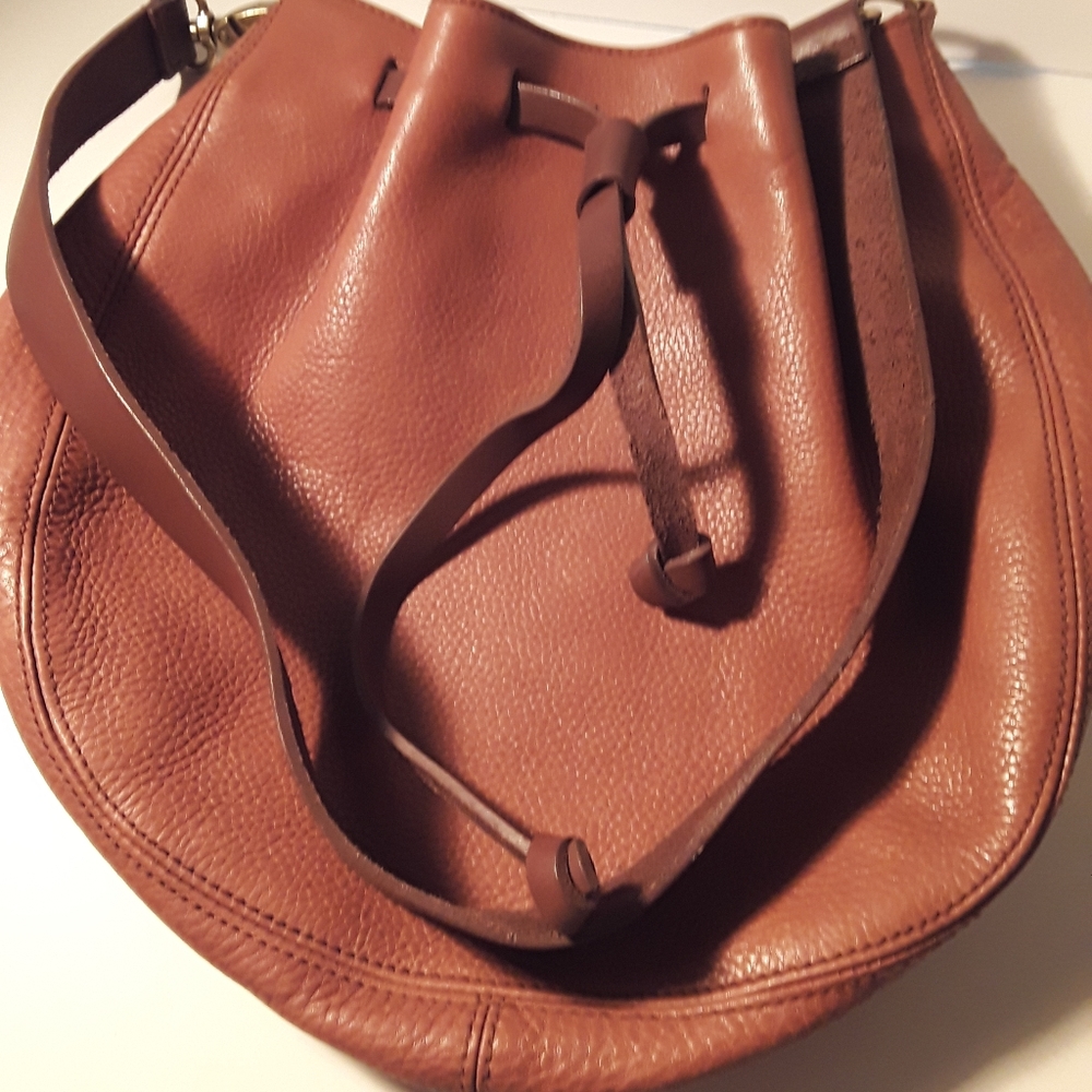 Nine West Leather Brown Caramel Satchel Bag Purse